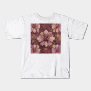 Vintage looking flowers in faded pastel purples Kids T-Shirt